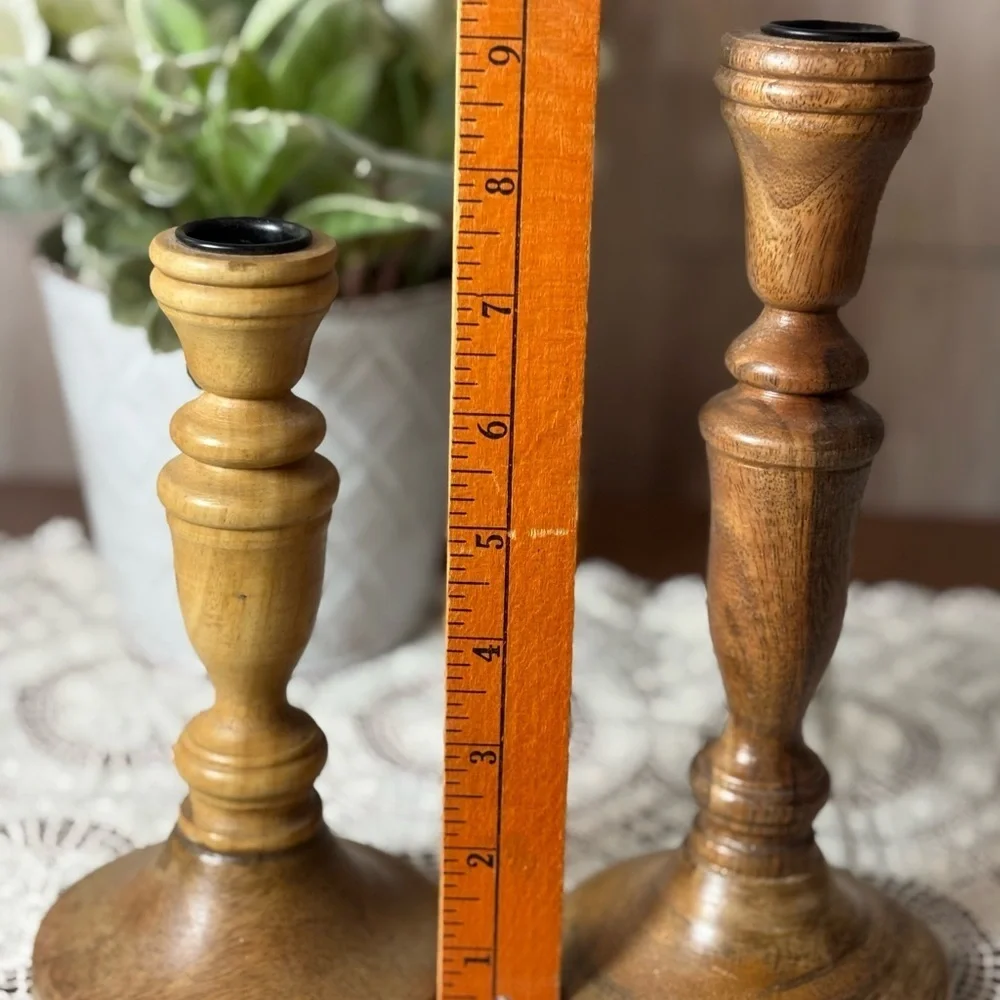 Rustic Wooden Candle Holders - Natural Brown